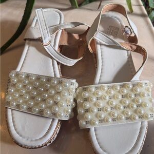 SHEIN White Pearl Embellished Sandals
